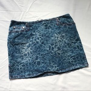Vintage Floral Denim Mini Skirt